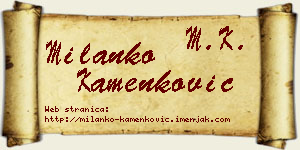 Milanko Kamenković vizit kartica